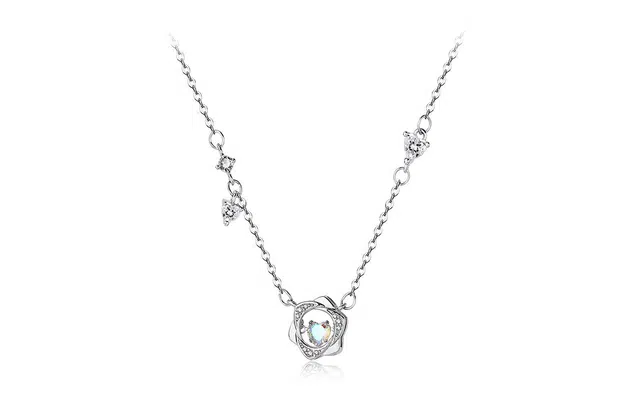 尚银福 六芒星 灵动心形轻奢小众设计百搭颈链 莫比乌斯爱无止境多彩吊坠 旺桃花爱情甜蜜 好运 合金 项链 女款