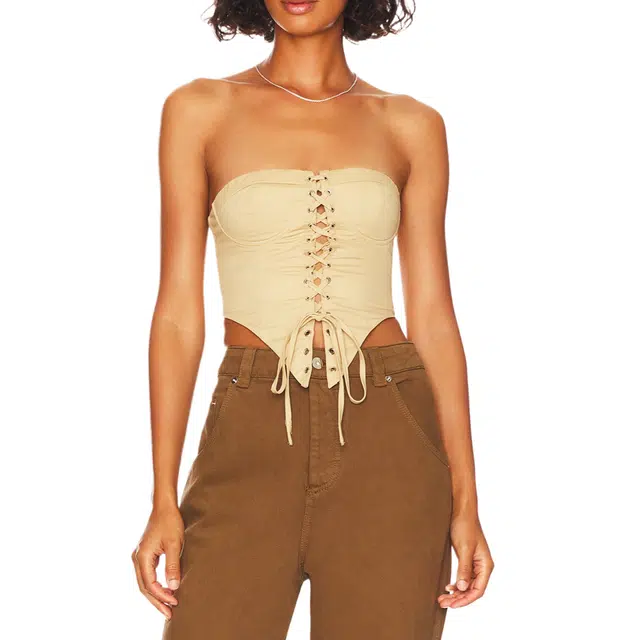 SUPERDOWN Ashlyn Lace Up Top