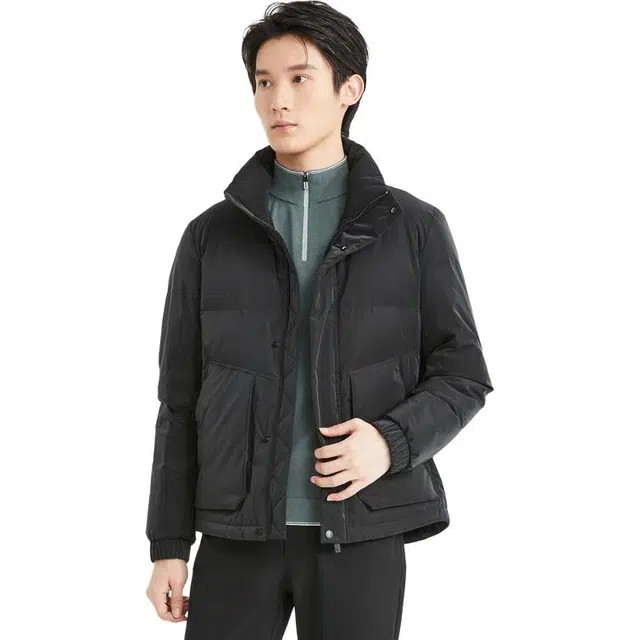 利郎 商务保暖无帽立领羽绒服 男款