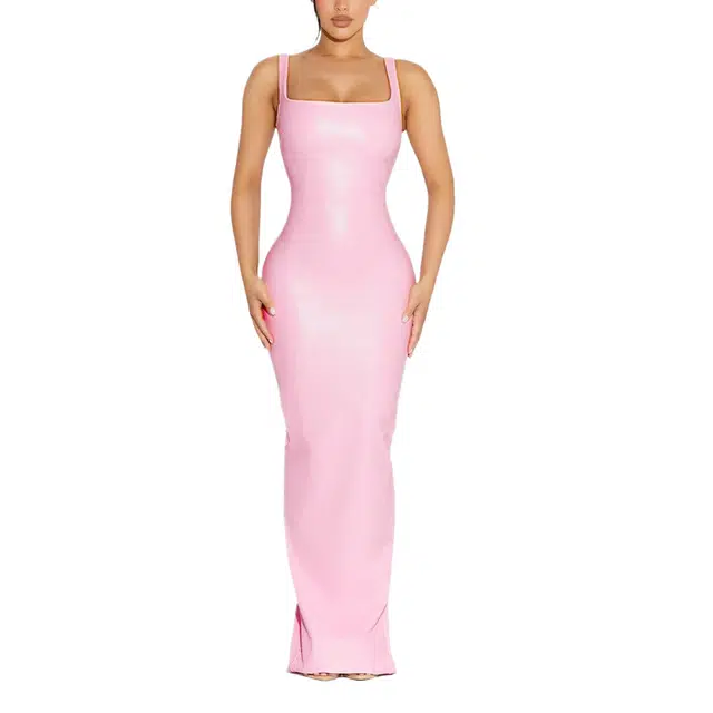 NAKED WARDROBE Vegan Leather Tank Maxi Dress