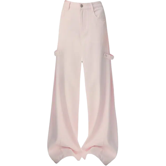 拾籍 甜酷风低腰侧边搭扣设计宽松百搭拖地阔腿牛仔裤 女款