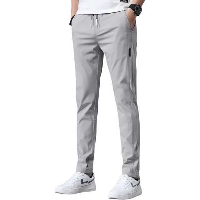 华夏儿女 薄款潮流冰丝裤美式高级感潮牌修身小脚弹力速干运动休闲裤 男女同款