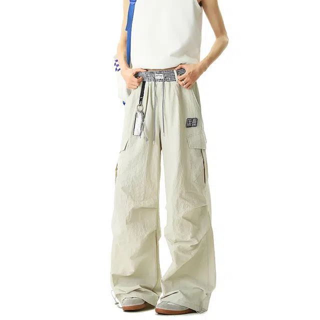 佐菲利 美式褶皱伞兵速干工装裤宽松阔腿裤子设计感直筒休闲裤 男女同款