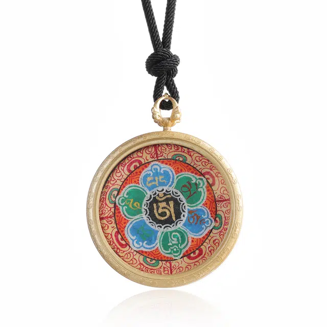 喃呢 藏式热贡手绘唐卡六字真言招财转运 新中式国风国潮旺福平安吉祥好运 铜合金 项链 男女同款情侣款