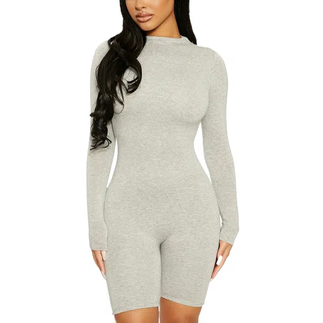 NAKED WARDROBE Mock Neck Sculpt Romper NW