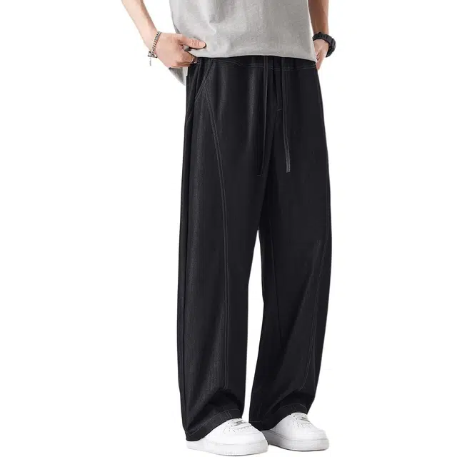 协协乐 高街风弯刀冰丝凉感透气薄款宽松美式潮牌长裤休闲裤 男款