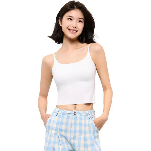 有棵树 冰丝短款内搭纯色简约背心 女款