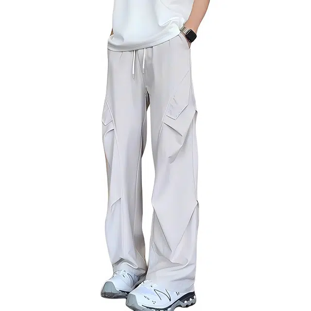 单爵 速干伞兵工装裤垂坠感冰丝轻薄裤子显瘦直筒休闲裤 男女同款