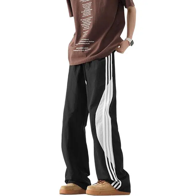 童先森 条纹速干户外登山运动阔腿工装休闲裤 男款