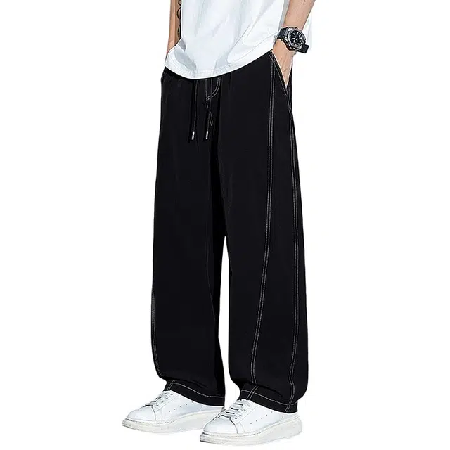 顶峰保罗 弯刀透气薄款凉感亲肤冰丝宽松直筒无性别主义裤子潮牌阔腿长裤时尚百搭休闲裤 男女同款