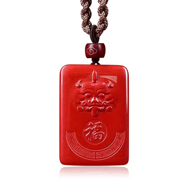 谧月珠宝 家有貔貅万事无忧 精品高含量帝王砂招财貔貅 吊坠 纯手工编织绳 原创小众设计 再造辰砂朱砂 项链 男女同款情侣款