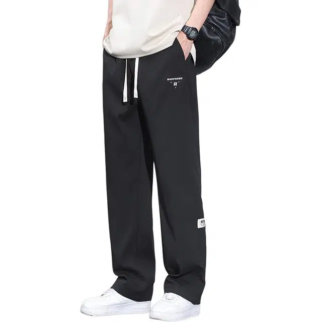 协协乐 薄款纯色冰丝凉感透气直筒宽松阔腿工装美式运动速干休闲裤 男款