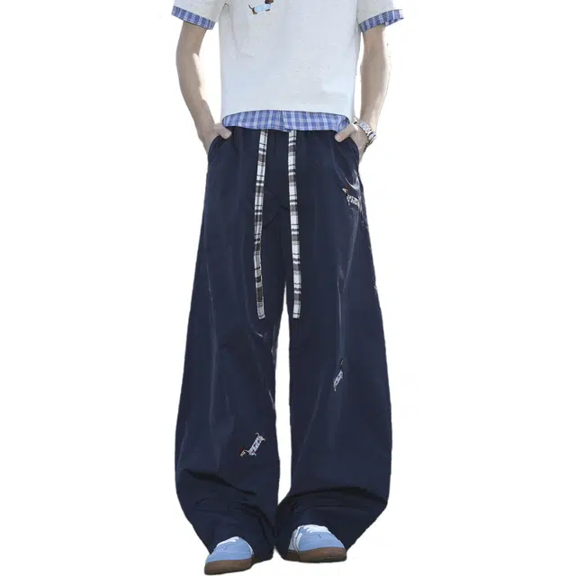 佐菲利 美式速干直筒裤子夏季运动户外腊肠狗刺绣宽松阔腿垂感长裤休闲裤 男女同款