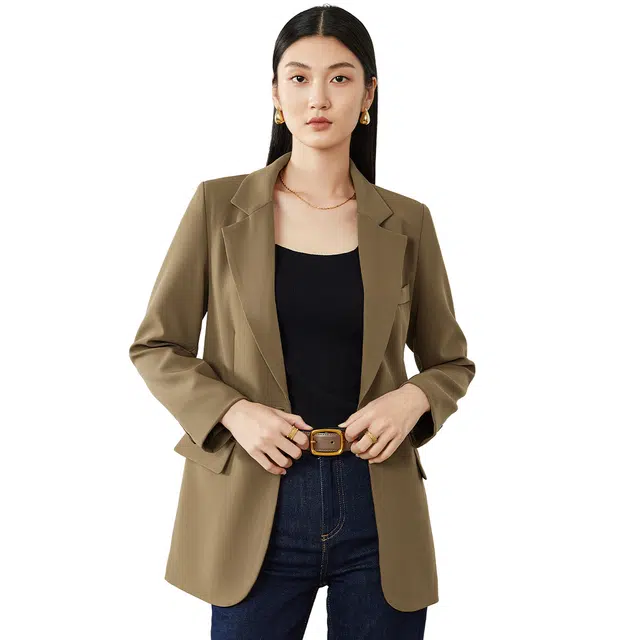 富铤 时尚休闲简约大气双排扣通勤气质纯色垂感西装 女款