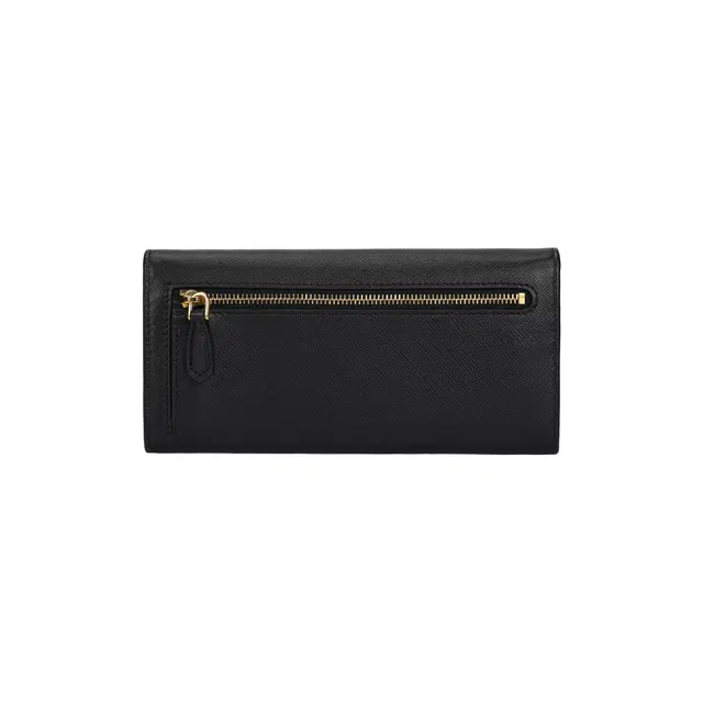 Prada Saffiano Flap Wallet Black