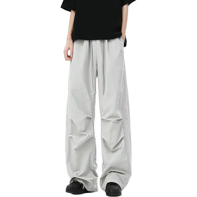 极限涡轮 美式褶皱工装户外潮牌设计轻薄百搭休闲裤 男女同款