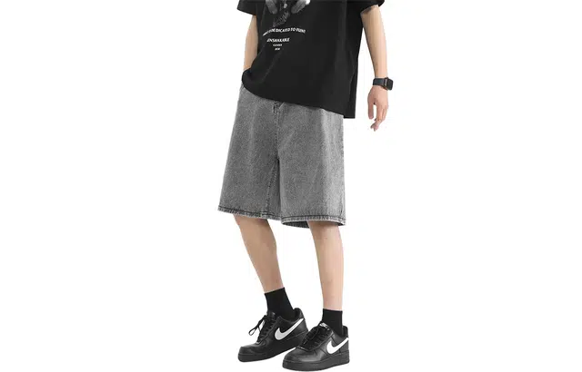 【dme】 美式极简潮流宽松舒适休闲百搭工装五分阔腿牛仔短裤 男女同款