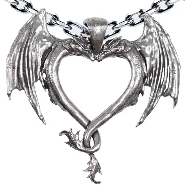 【可定制刻字】 白木黑冰 双龙爱翼 个性原创设计新中式潮流 银合金 项链 女款 #礼盒款