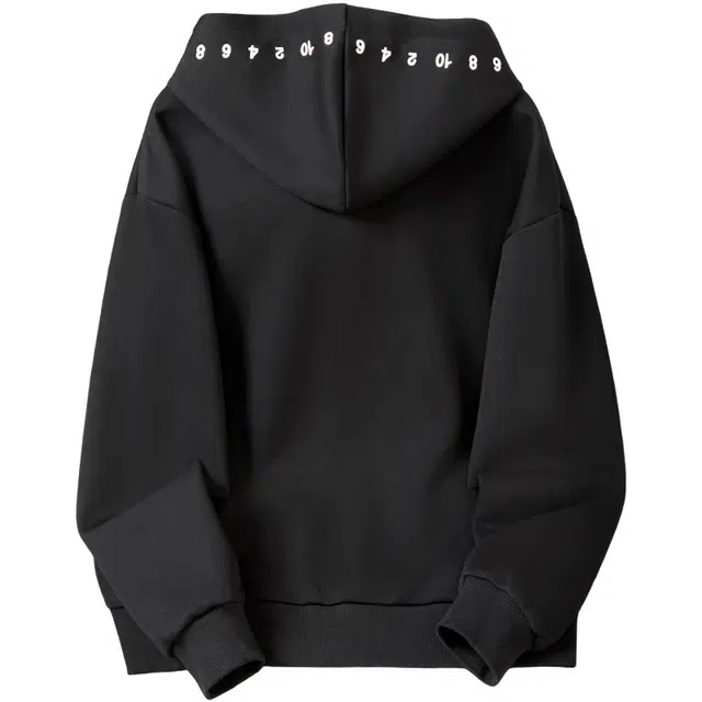 她池 连帽抽绳宽松落肩长袖卫衣 女款 黑色