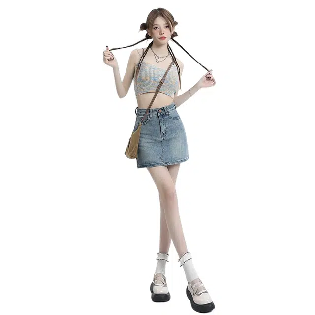 玫丝朵 辣妹修身弹力层次感设计牛仔短裙 女款