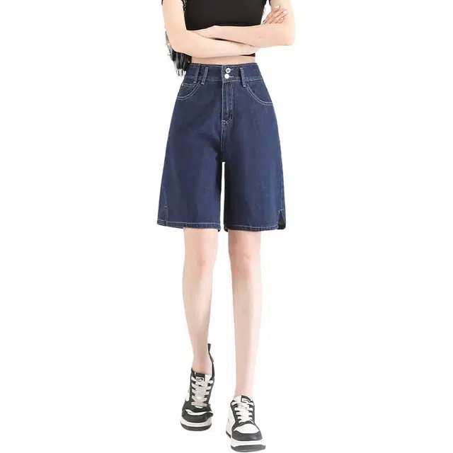 法文箱子 时尚简约舒适阔腿牛仔短裤 女款