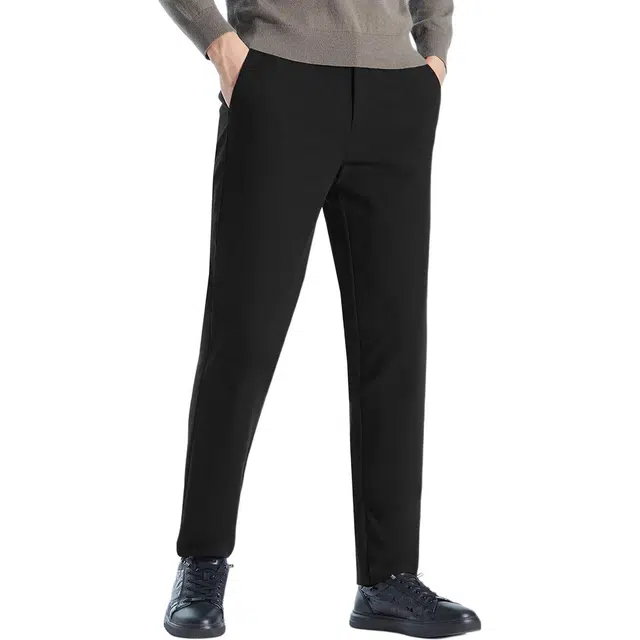 利郎 可卸内里纯色保暖商务休闲侧缝插袋极简风羽绒裤 男款 黑