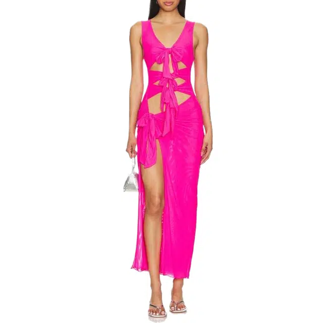 SUPERDOWN nelly sheer maxi dress