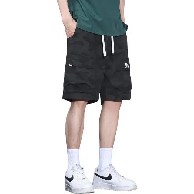 协协乐 美式潮牌凉感透气迷彩休闲薄款宽松直筒外穿速干五分裤中裤工装短裤 男款