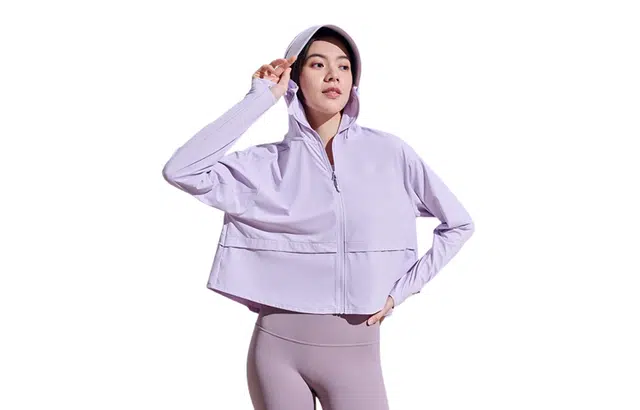 探路者 纯色休闲透气运动连帽防晒服 女款 薄藤紫
