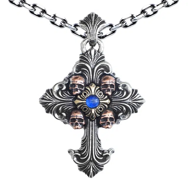 【免费刻字】 白木黑冰 十字架骷髅 原创小众设计高级感潮流复古 银合金 铜 水晶 项链 男 礼盒装