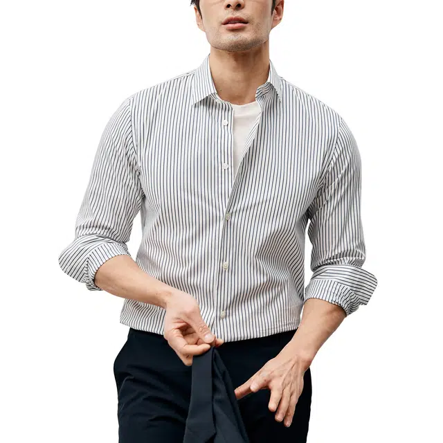 丹宁哲学 春季精致绅士 日本和歌山色织条纹面料衬衫 男款