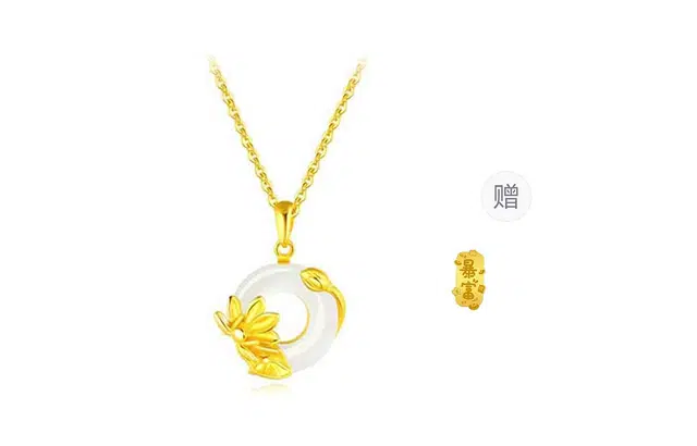 百利金 荷花平安扣 平安转运如意顺遂国潮复古新中式精致轻奢气质显白小众设计吊坠锁骨链#好运 玉髓 玉石项链 男女同款情侣款