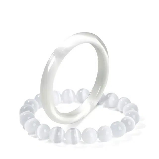 琉堇 白月光一步一响 新中式国风国潮复古汉服圆条美人镯莫比乌斯叮当镯精致素雅小众气质显白#好运 玻璃猫眼 手镯 男女同款情侣款