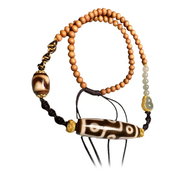 玉临门 新中式藏式复古九眼天珠 玛瑙 项链 男女同款情侣款