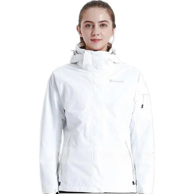 探路者 户外运动防风保暖透气三合一冲锋衣 女款 本白