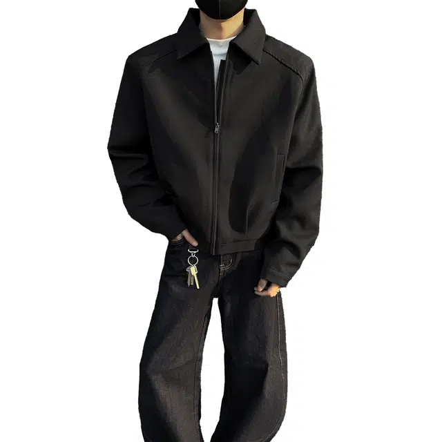 一碗士多 美式高街潮牌时尚个性设计感纯色日常通勤基础款休闲翻领宽松夹克外套 男女同款