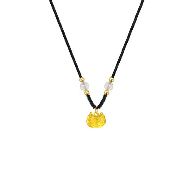 大唐国鼎 福气平安锁 新中式民族风国潮复古 小众设计福气满满长命锁可调节  合金 项链 男女同款情侣款