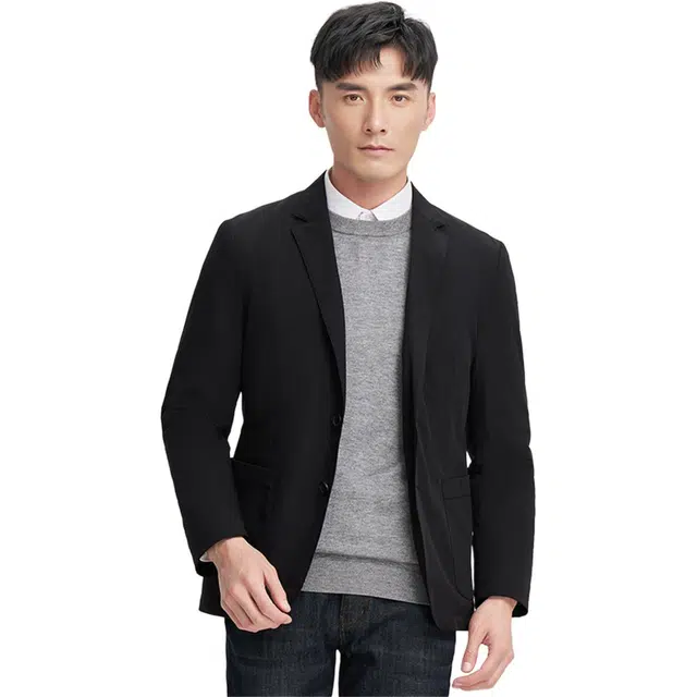 才子 修身微弹纯色商务休闲羽绒服 男款 黑色