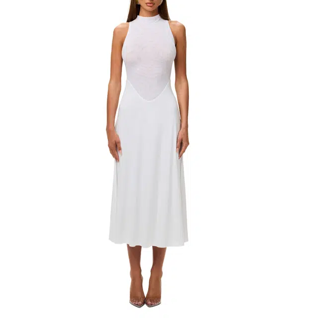 NAKED WARDROBE Mesh Sleeveless Midi Dress Hourglass