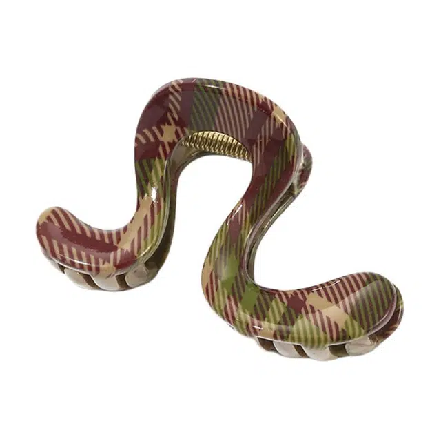 如花梦 韩系复古红绿格纹高级感 亚克力 发夹 女款