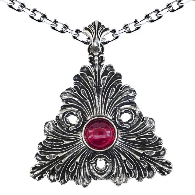 【免费刻字】 白木黑冰 邪红秘印 新中式小众设计原创高级感时尚潮流 银合金 水晶 项链 男女同款情侣款 礼盒