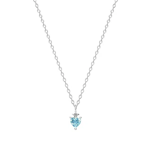 前方大荒野 冰蓝爱心锁骨链优雅大方清冷感简约时尚小众设计轻奢高级感日常通勤百搭精致迷人 菩提根 项链 女款