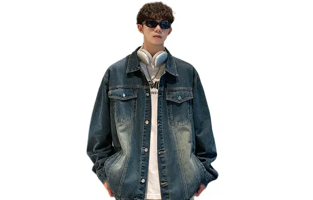 美式复古高街水洗做旧多元素融合休闲百搭服饰牛仔外套 男女同款