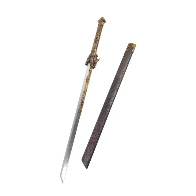 天字号 无极刀高锰钢刃唐横刀 锌合金雕刻手柄 未开刃 成品模型