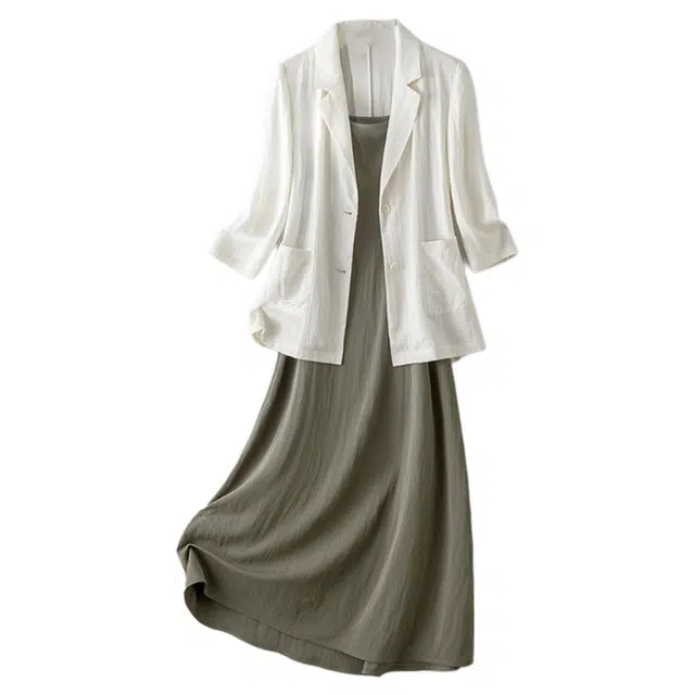 潞优野 舒适百搭长袖上衣潮流时尚长裙裙装套装 女款