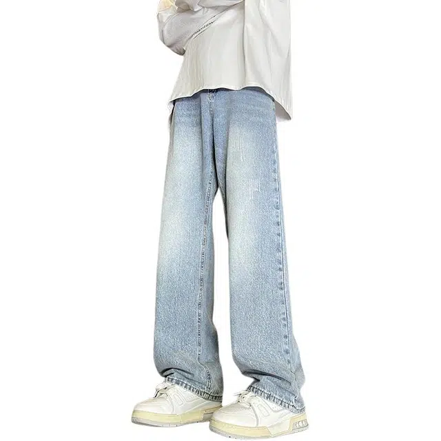 宝米卡 美式潮牌设计感直筒长裤高街痞帅百搭基础款裤子牛仔裤 男女同款