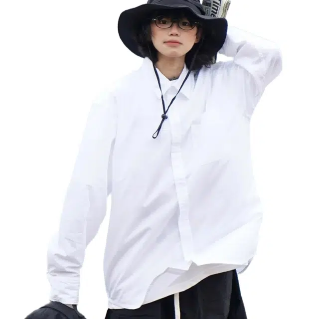 一碗士多 复古口袋纯色休闲百搭时尚舒适休闲宽松长袖衬衫 男女同款