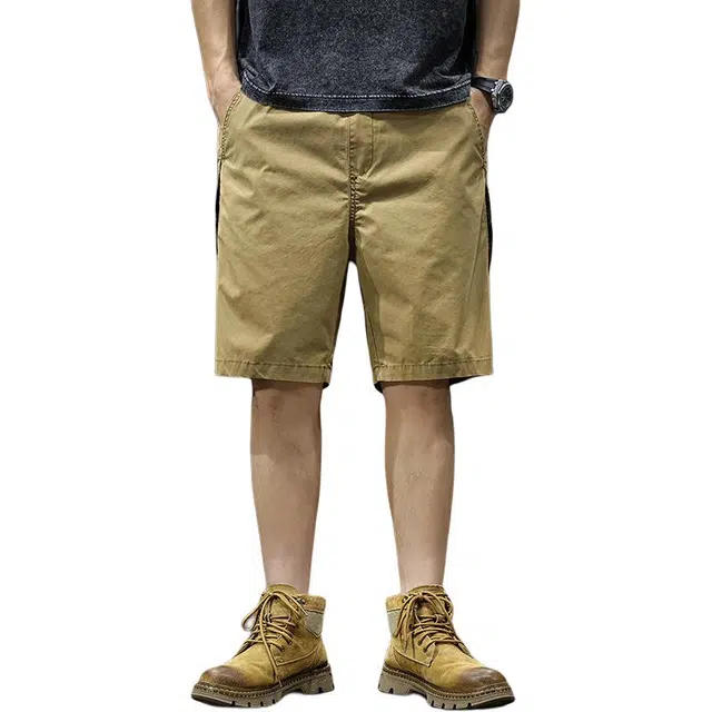 前进牛 夏季美式城市机能复古拼接口袋纯棉美式复古拼接五分裤户外运动休闲工装短裤 男女同款