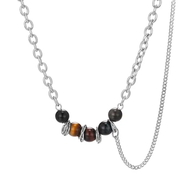 珂里 铠甲勇士时髦个性五行合体 可定制刻字毛衣链冷淡风配饰 不锈钢 项链 男女同款情侣款