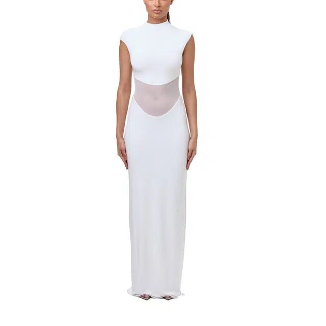 NAKED WARDROBE Mesh Contrast Maxi Dress